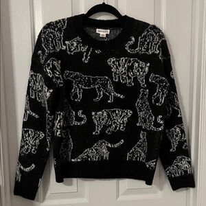 Faith & Zoe Black and White Animal Print Crewneck Sweater